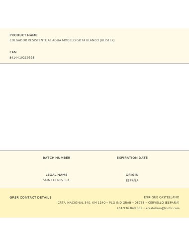 Colgador resistente al agua modelo gota blanco (blister)