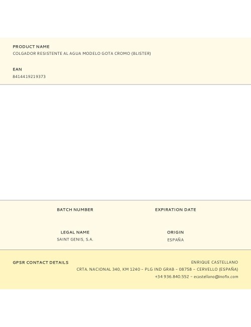 Colgador resistente al agua modelo gota cromo (blister)