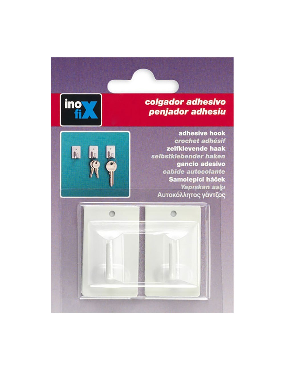 Colgador adhesivo blanco 2040-2-000 (blister 2 unid.) inofix