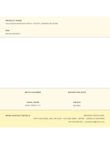 Colgador adhesivo metal-plastic grande (blister)