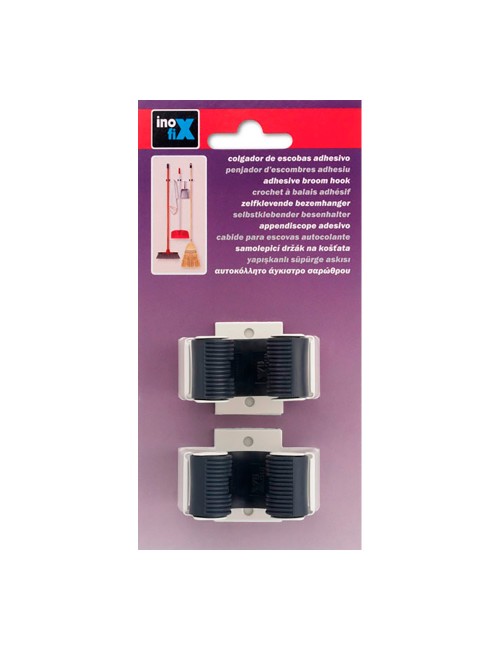 Colgador escobas adhesivo blanco 2055-2-000 (blister 2 unid.) inofix