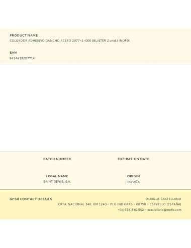 Colgador adhesivo gancho acero 2077-1-000 (blister 2 unid.) inofix