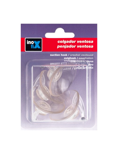 Colgador ventosa ø42mm transparente 1207-1-000 (blister 4 unid.) inofix