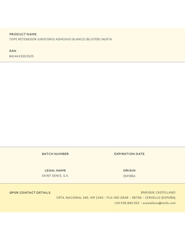 Tope retenedor giratorio adhesivo blanco (blister) inofix