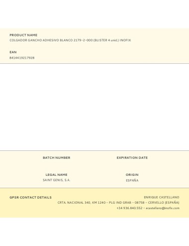 Colgador gancho adhesivo blanco 2179-2-000 (blister 4 unid.) inofix