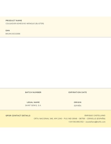 Colgador adhesivo wengue (blister)