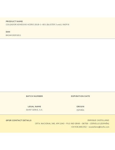 Colgador adhesivo acero 2018-1-001 (blister 3 unid.) inofix