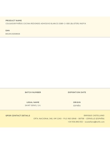 Colgador paños cocina redondo adhesivo blanco 2089-2-000 (blister) inofix