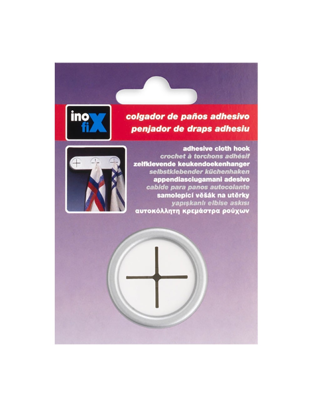 Colgador paños cocina redondo adhesivo cromo mate2089-7-000 (blister) inofix