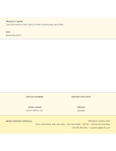 Tope de puerta con torica acero inoxidable (blister)