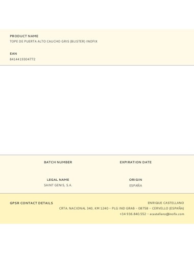 Tope de puerta alto caucho gris (blister) inofix