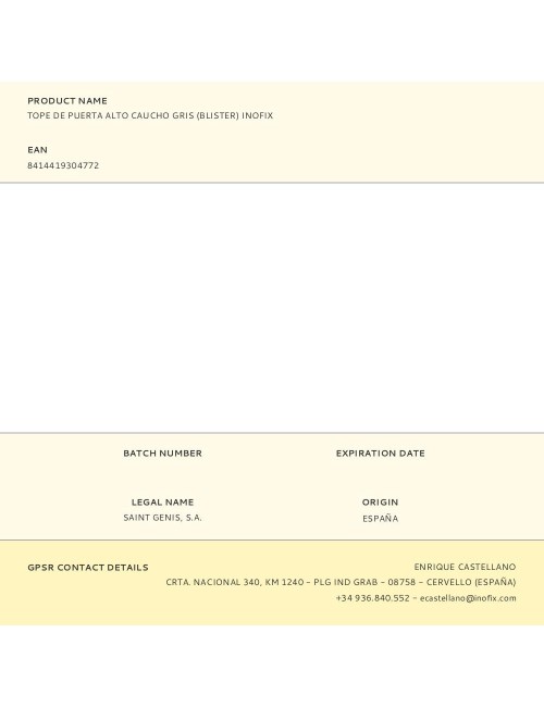 Tope de puerta alto caucho gris (blister) inofix