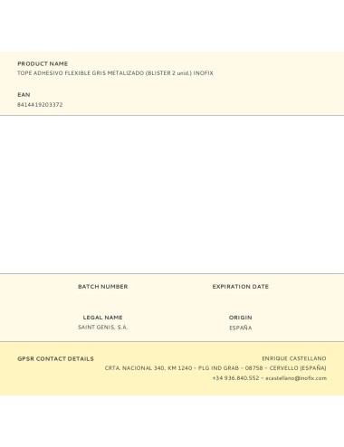 Tope adhesivo flexible gris metalizado (blister 2 unid.) inofix