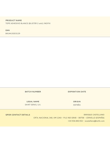 Tope adhesivo blanco (blister 2 unid.) inofix