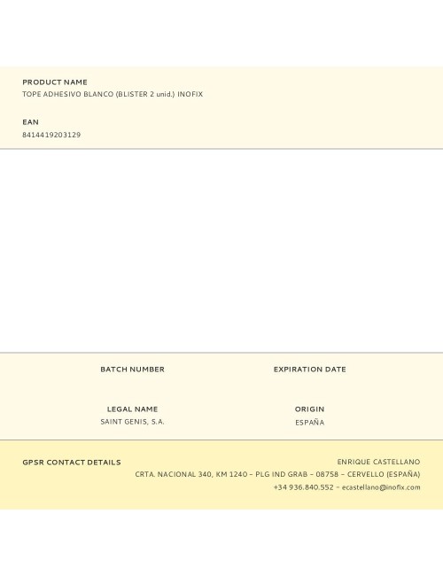 Tope adhesivo blanco (blister 2 unid.) inofix