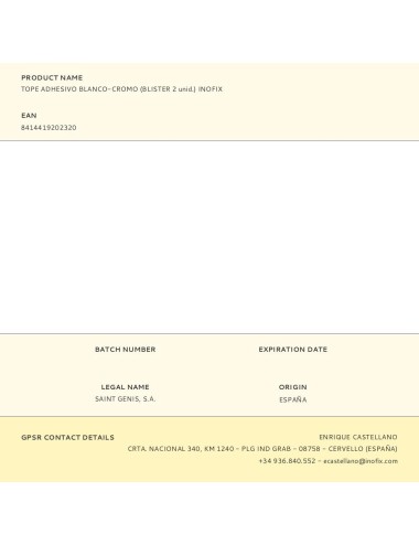 Tope adhesivo blanco-cromo (blister 2 unid.) inofix