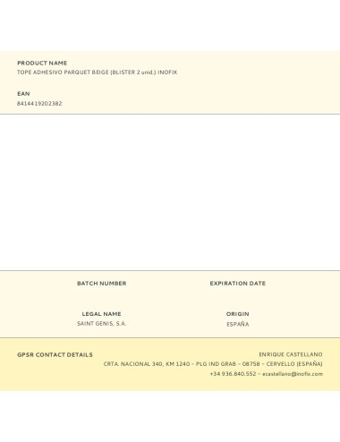 Tope adhesivo parquet beige (blister 2 unid.) inofix