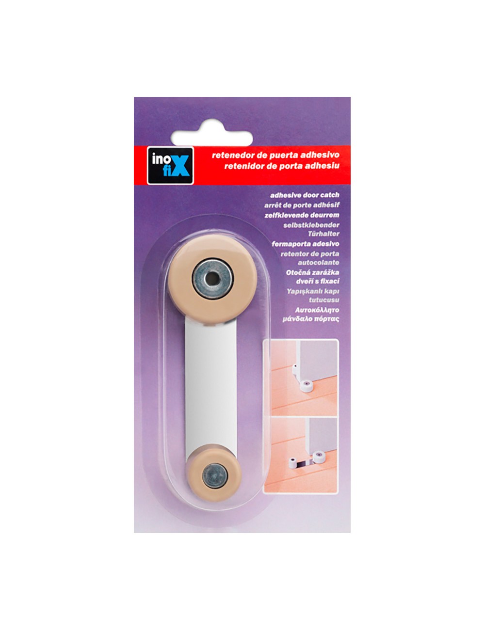 Tope retenedor giratorio metalico beige (blister) inofix