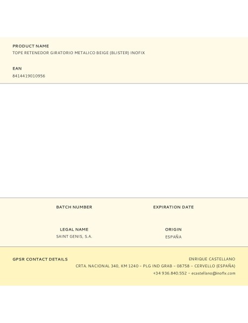 Tope retenedor giratorio metalico beige (blister) inofix