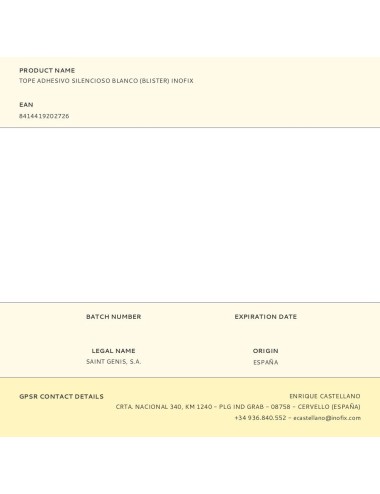 Tope adhesivo silencioso blanco (blister) inofix