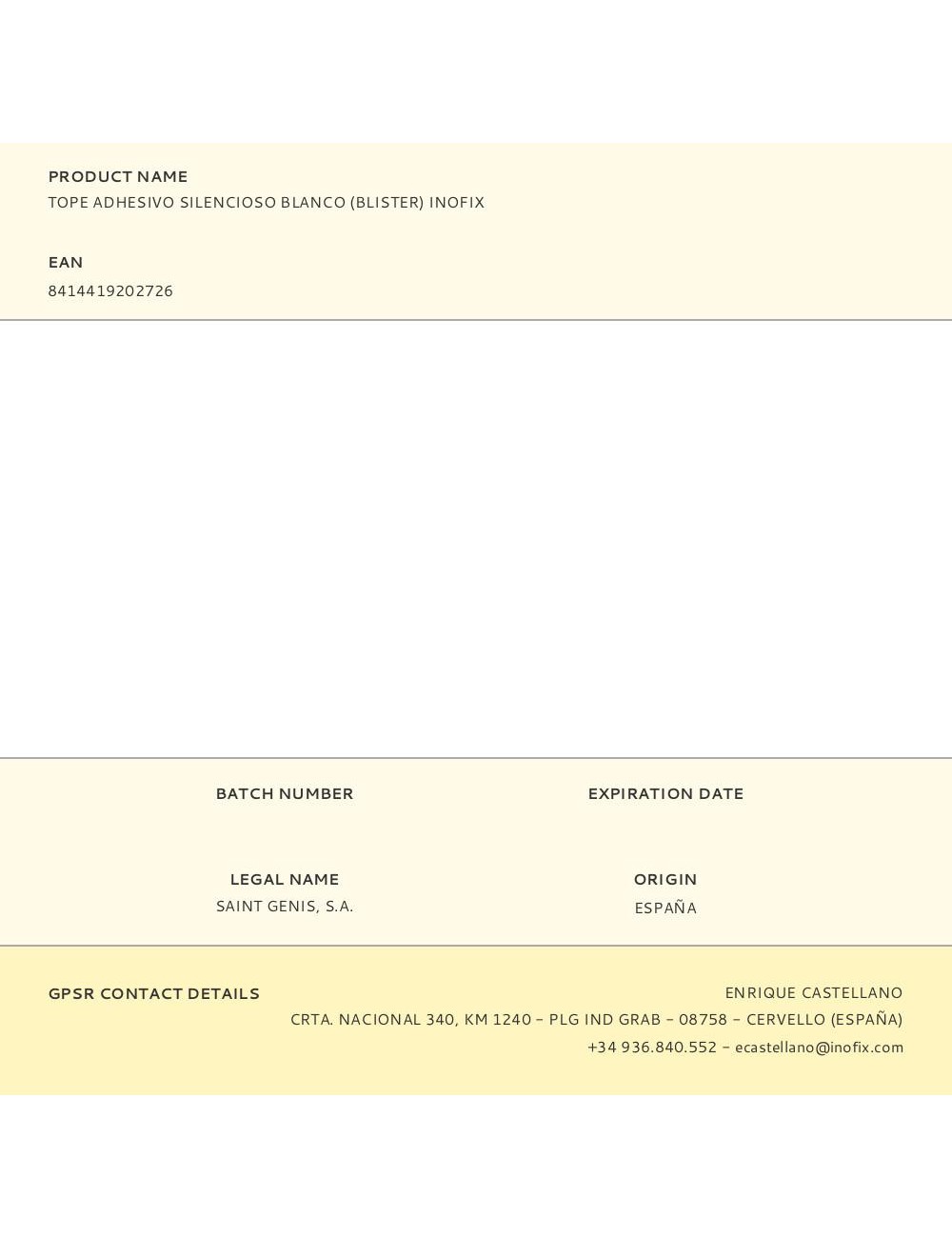 Tope adhesivo silencioso blanco (blister) inofix