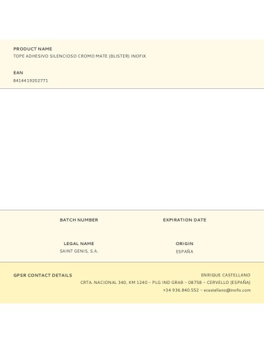 Tope adhesivo silencioso cromo mate (blister) inofix
