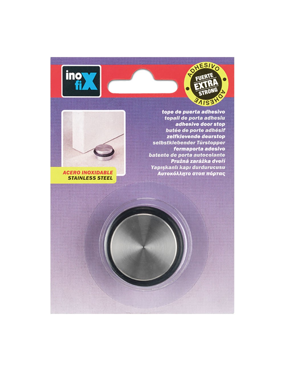 Tope adhesivo cilindrico acero inoxidable extra fuerte (blister) inofix