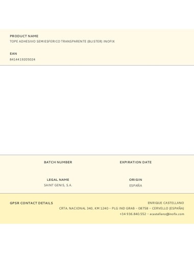 Tope adhesivo semiesferico transparente (blister) inofix