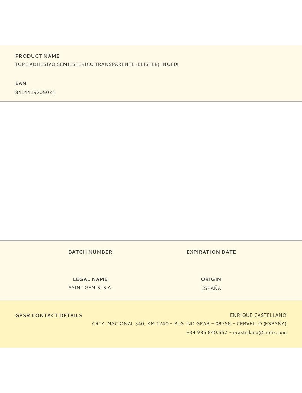Tope adhesivo semiesferico transparente (blister) inofix