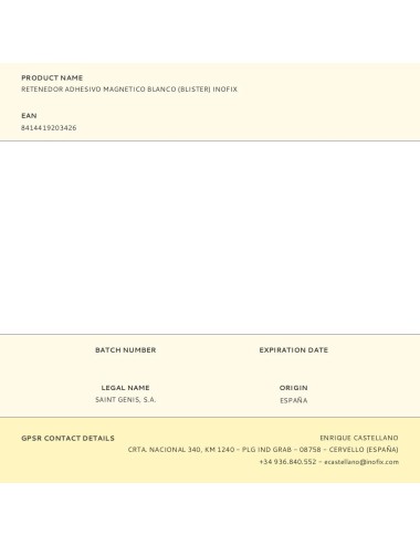 Retenedor adhesivo magnetico blanco (blister) inofix