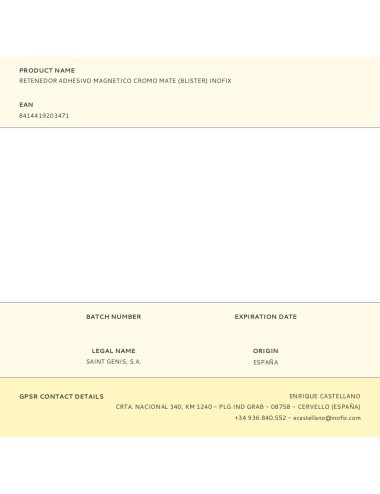 Retenedor adhesivo magnetico cromo mate (blister) inofix