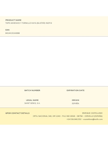 Tope adhesivo y tornillo haya (blister) inofix