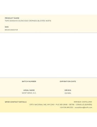 Tope adhesivo silencioso cromado (blister) inofix