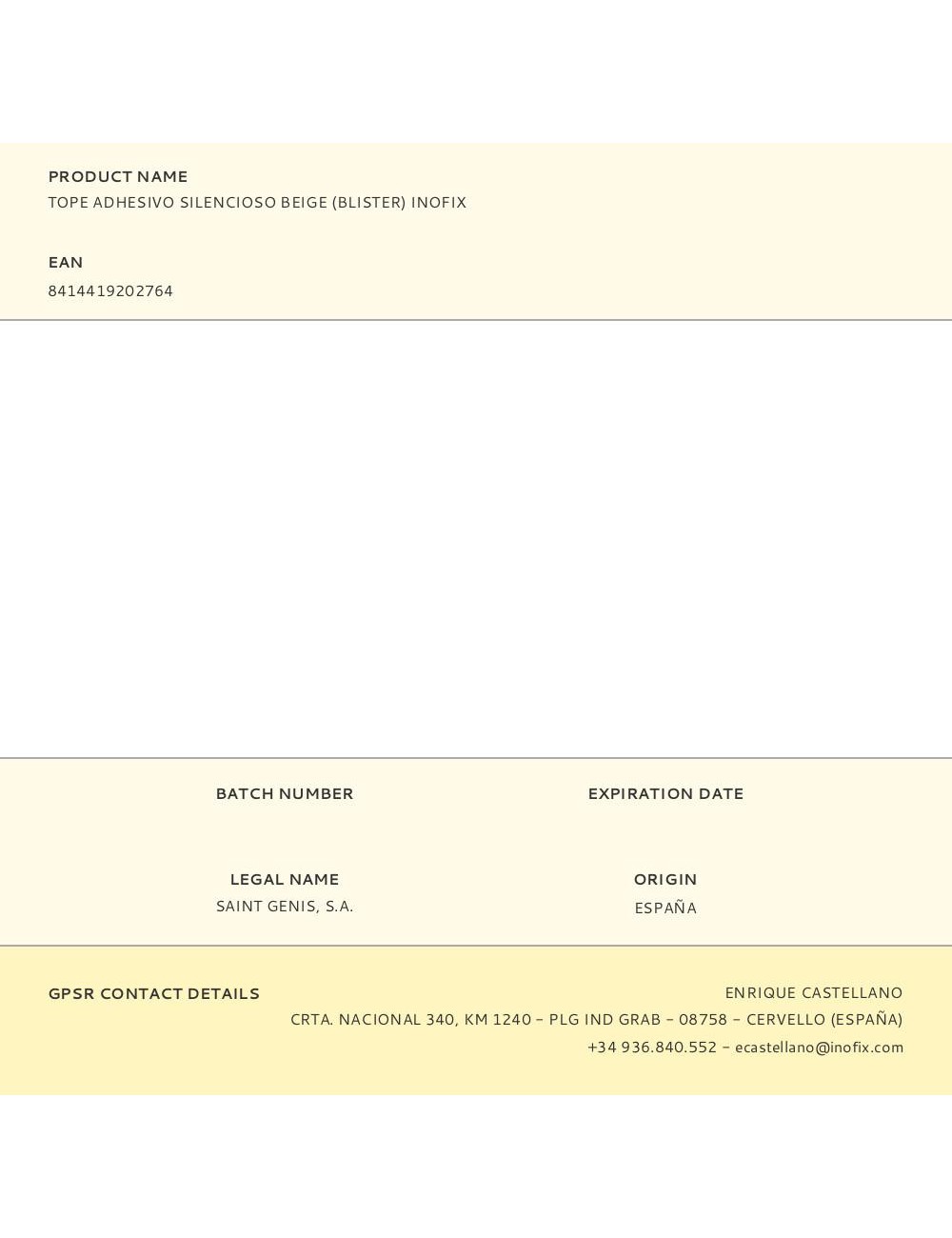 Tope adhesivo silencioso beige (blister) inofix