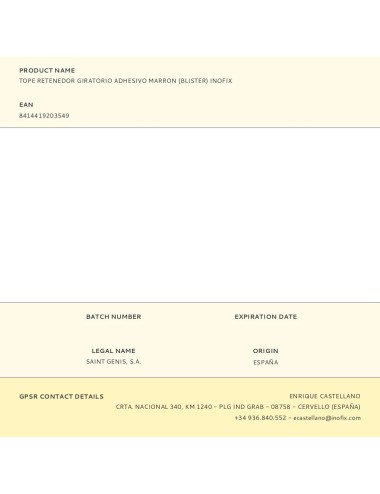 Tope retenedor giratorio adhesivo marron (blister) inofix