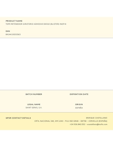 Tope retenedor giratorio adhesivo beige (blister) inofix