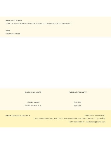 Tope de puerta metalico con tornillo cromado (blister) inofix