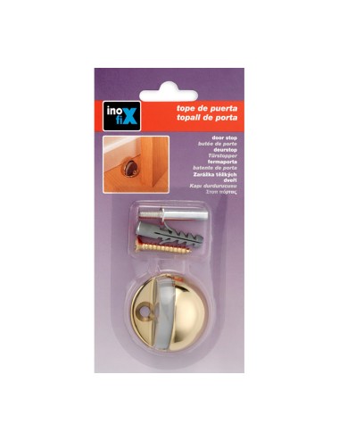 Tope puerta metalico con tornillo dorado (blister) inofix