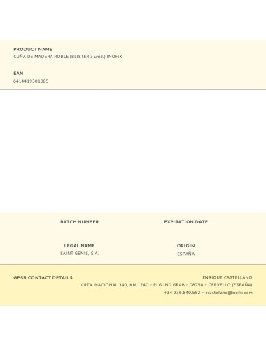 Cuña de madera roble (blister 3 unid.) inofix