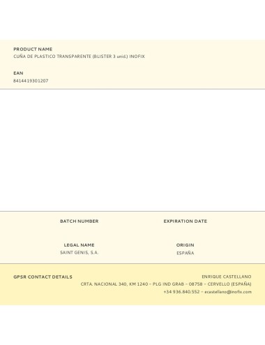 Cuña de plastico transparente (blister 3 unid.) inofix