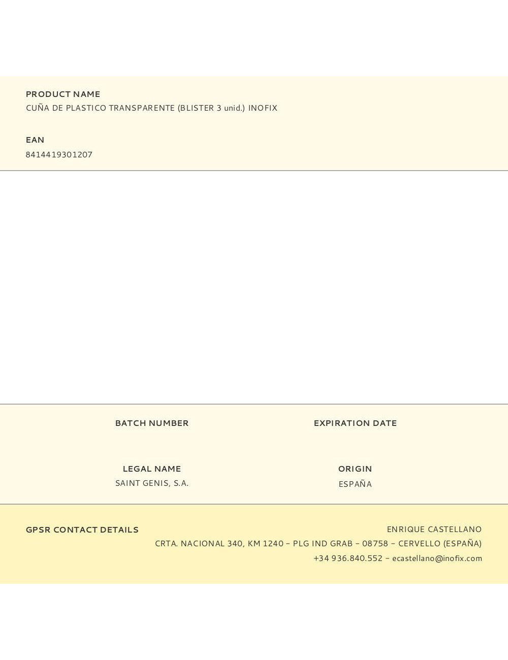 Cuña de plastico transparente (blister 3 unid.) inofix