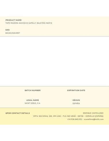 Tope madera adhesivo sapelly (blister) inofix