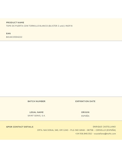 Tope de puerta con tornillo blanco (blister 2 unid.) inofix