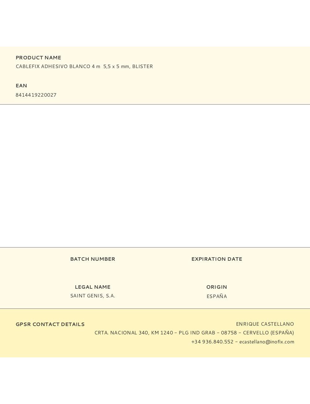 Cablefix adhesivo blanco 4 m 5,5 x 5 mm, blister