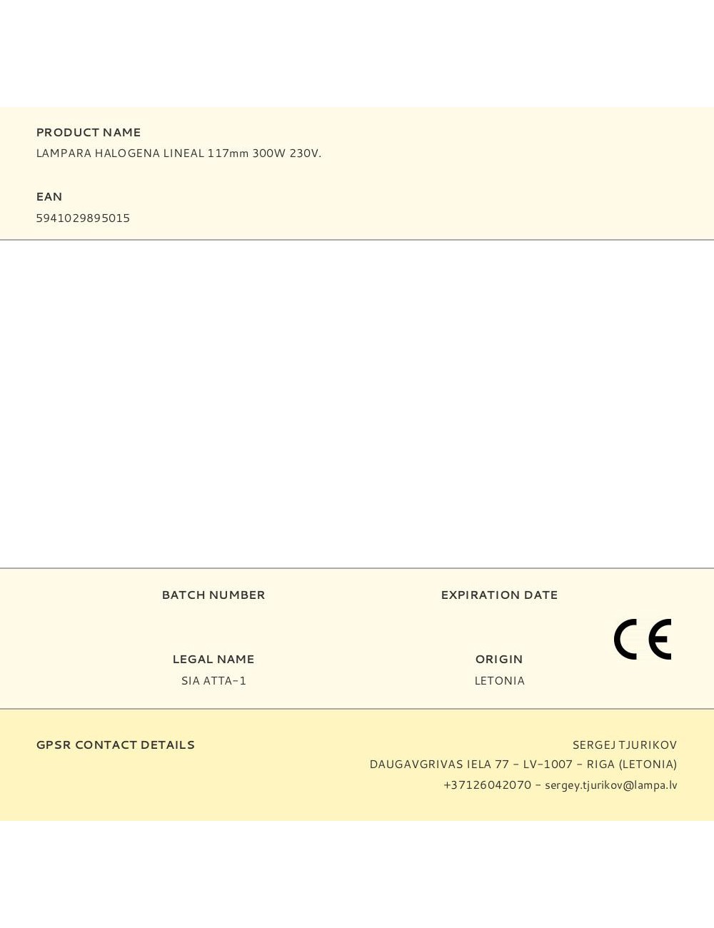 Lampara halogena lineal 118 mm 300 w 2700 k 3600 im