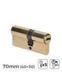 Cilindro de latón 70mm (40+30mm) leva corta r13 con 5 llaves de seguridad incluidas