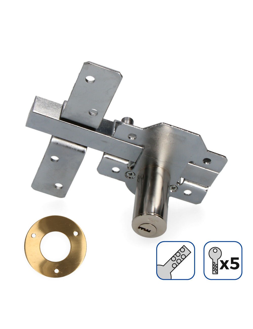 Cerrojo de superfície níquel con cilindro redondo seguridad y pestillo apertura