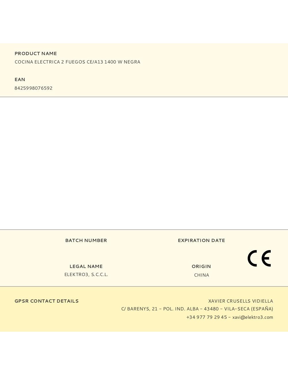 Cocina electrica 2 fuegos ce/a13 1400 w negra