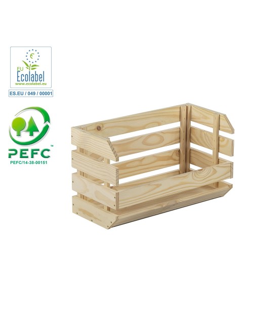 Caja apilable evolution pino sin barniz 100% pefc cert 60 x 28,5 x 35,3 cm
