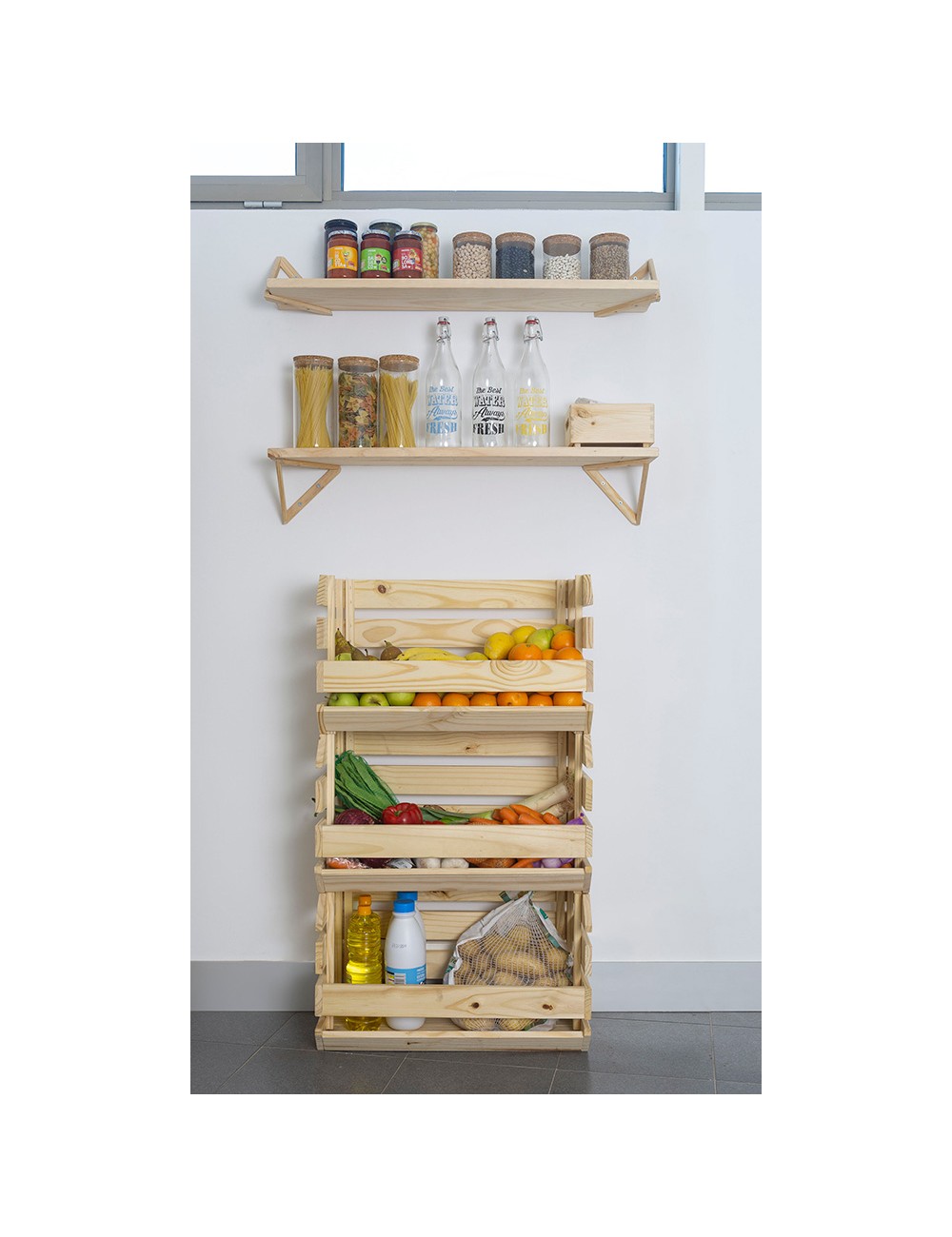 Caja apilable evolution pino sin barniz 100% pefc cert 60 x 28,5 x 35,3 cm